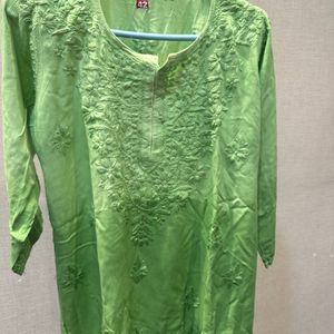 Green Ombre Chikan Kurti