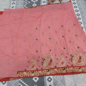 Peach Pink Saree