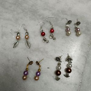 Set Of 5 New Artificial Pearl Earrings