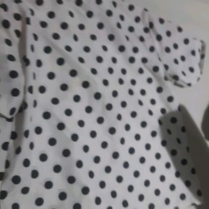 New Polka Dot White Top With Tie