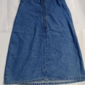 Denim Skirt With Embroidered Flowers