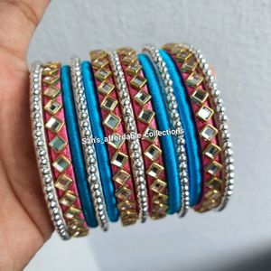 Silk Thread Kundan Bangles