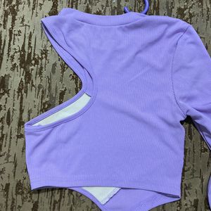 one shoulder crop top lavender