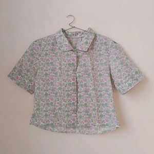 Flower Print Half Sleeves Shirt.(Women)