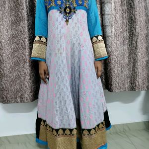 Anarkali Top Blue Colour With Silk Work