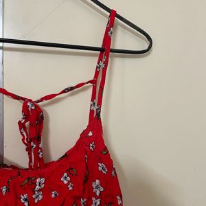 Summer Red Floral Top