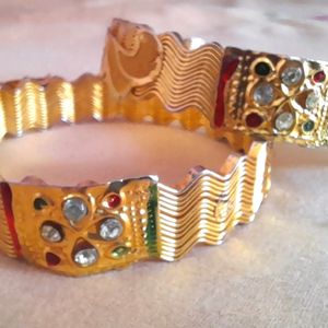 Golden And Stone Bangles