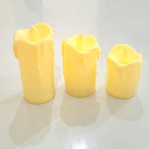 Fancy LED Pillar Candle Lights Set Of 3