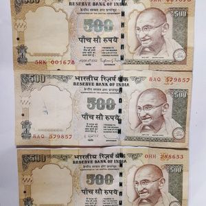 Old 500rs Note 3pcs