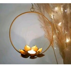 Pack of 2 Lotus Metal Tealight Holder Hanging Ring