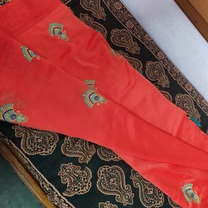 New Saree With Work Blose Piece + Lining Free