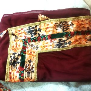 Satin Silk  Saree With Beautiful Multi Color Borde