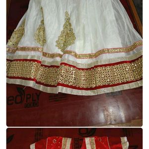 Red &White Unused Lehenga