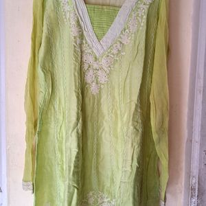 Light Green Crochet Work Anarkali Suit