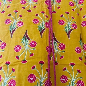 Mustard Pure Cotton Kurti With Pockets