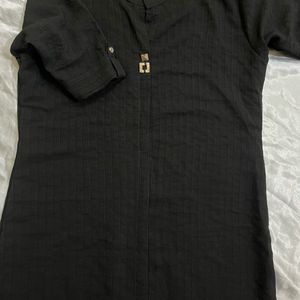 Dark Black Cute Kurta With Line Designs