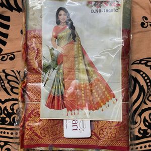 🎉Offer 🎉Cotton silk Saree With Blouse Piece