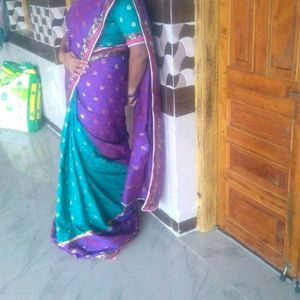 Very nice Double Color Saree With Blouse