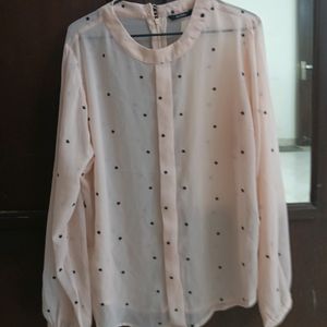 Net Peach Top With Bell Sleeves