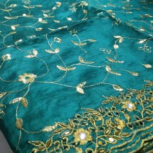 BEAUTIFUL GREEN EMBROIDERY SAREE WITH STONES