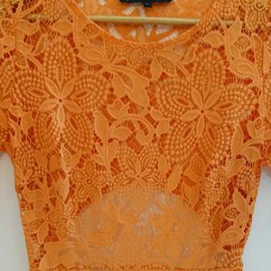 For Love And Lemons Orange Lace Dress