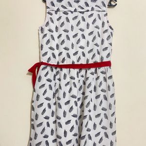 White & Red Designer Neck Dress