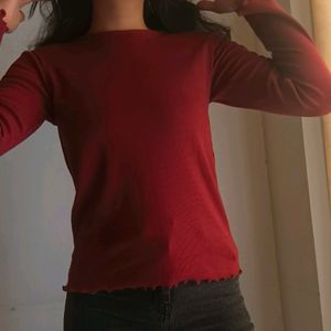 Ribbed Maroon Top