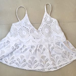 Cottagecore White Spaghetti Bralette Cami Top