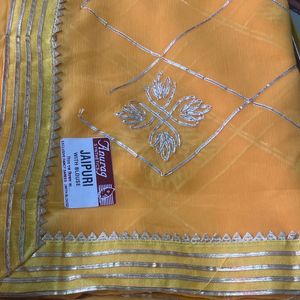 Yellow Gota Work Sarre New With Tag