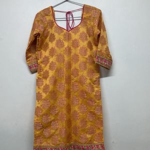 pink and yellow kurta pajama party wear