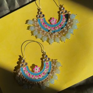 Ethnic Blue Chandbali Earrings for Women