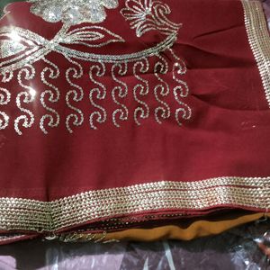 Red Chiffon Saree