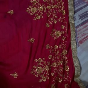 Mazenta Color Chinon Dupatta