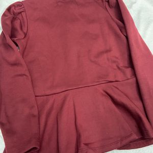 Sassafras Maroon Woollen Sweater With Buttons