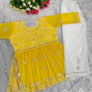 Mirror Work Plazo Suit Dupatta Set