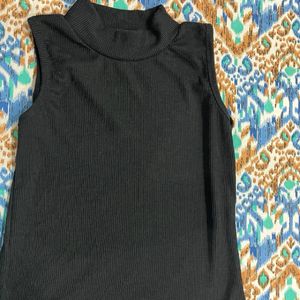 Black High Neck Sleeveless Top