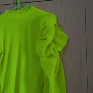 PUFF SLEEVE NEON WESTERN TOP