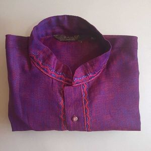 Berry Purple Cotton Long Kurta With Pajama