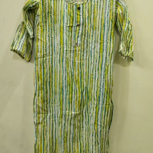 Linen Green Kurta For Women