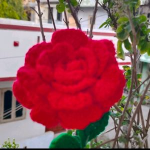 Crochet Red Rose Stick