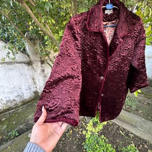 Luxe Wine Velvet Coat 🧥 Rose Texting