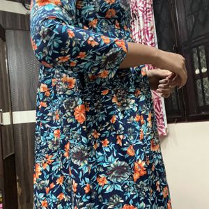 Front Slit Floral Kurthi