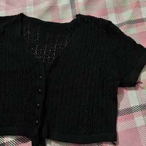 Crochet Black Crop Top