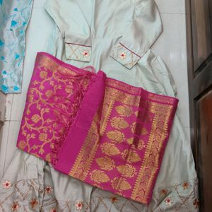 Anarkali Long Kurta With Banarsi Dupatta