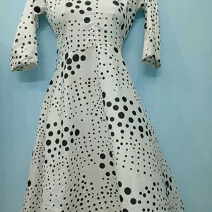 Black Dot Print Dress 34size