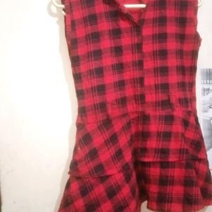 Red Check Frock Top