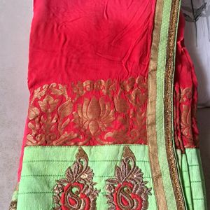 Red Saree Green Border