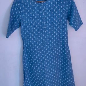 Blue Cotton Straight Kurta