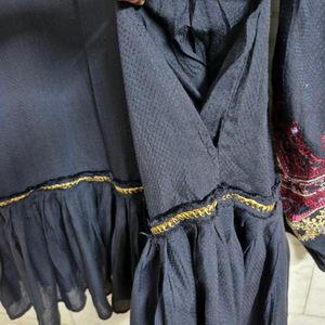 Black Boho Embroidered Dress
