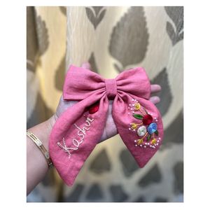 Embroidered Hair Bow For Girls